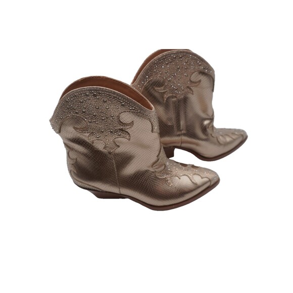 Jessica Simpson Zolly Gold Metallic Rhinestone Embellished Western Booties 8.5 M - Picture 3 of 10